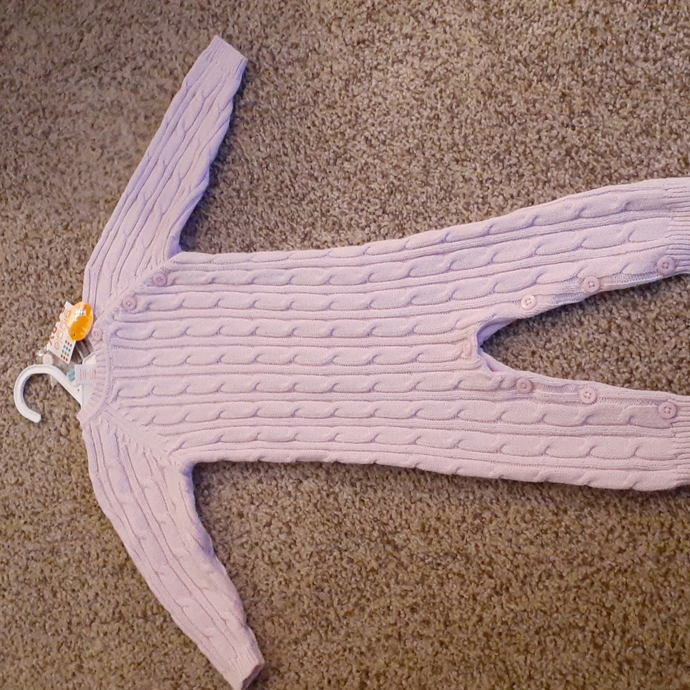 Infant Girls Pink One Piece Cable Knit Outfit